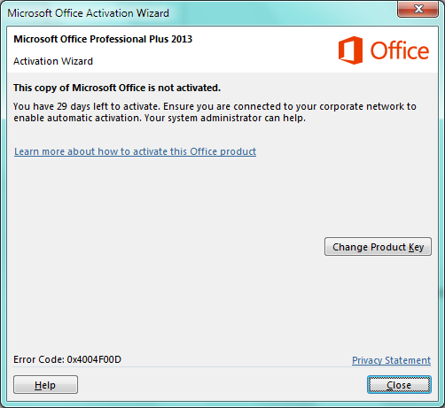 microsoft office 2013 activation wizard